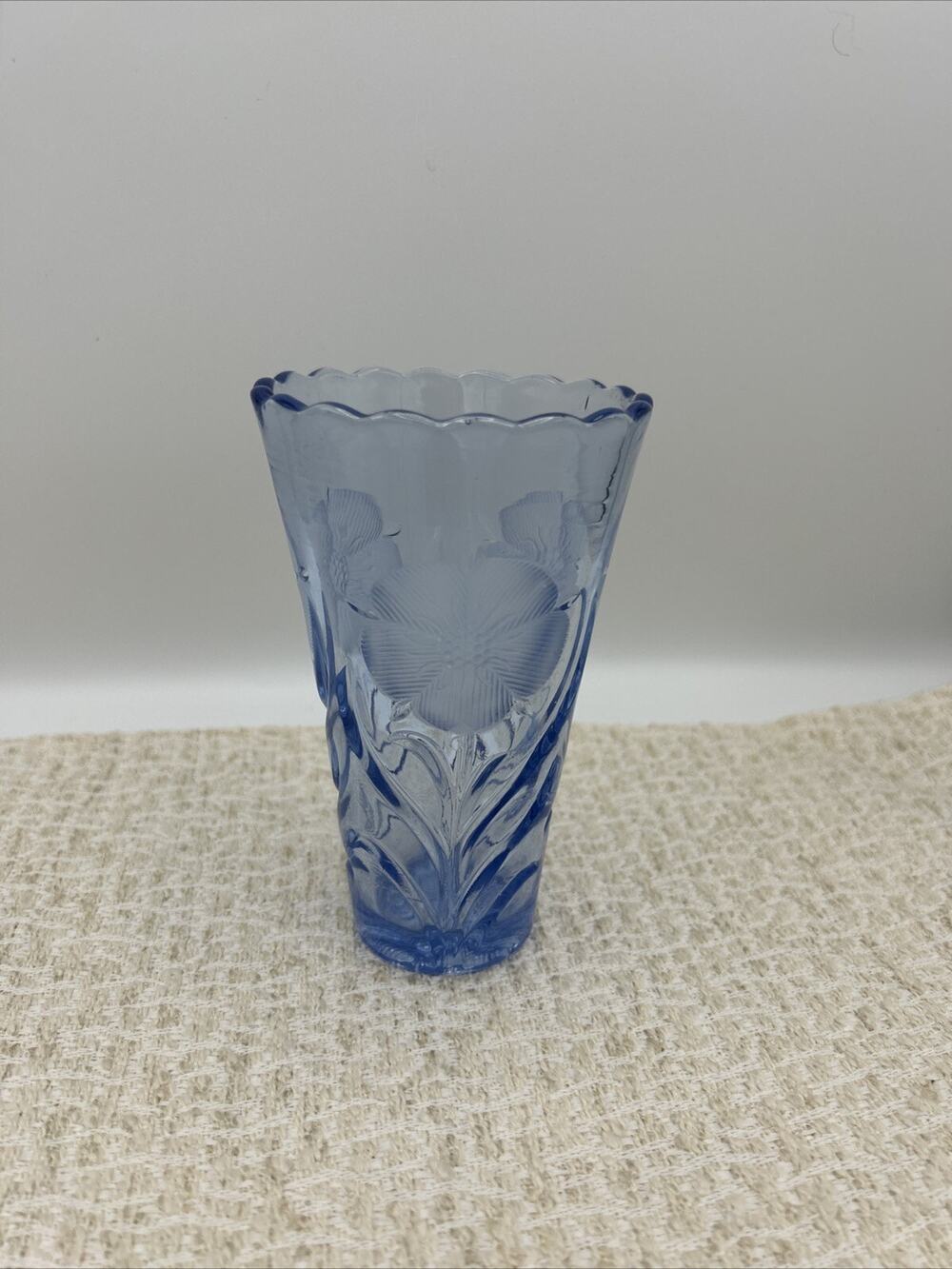 Vintage Brockwitz Blue Sunflower Glass Vase